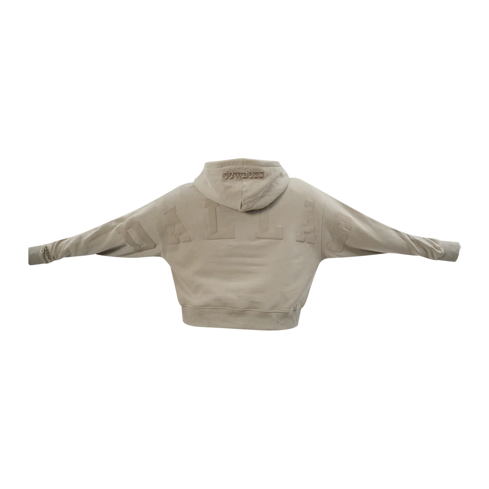 NFL DALLAS COWBOYS WINGSPAN WOMEN'S FLC CROPPED PO HOODIE (TAUPE) - Image 7