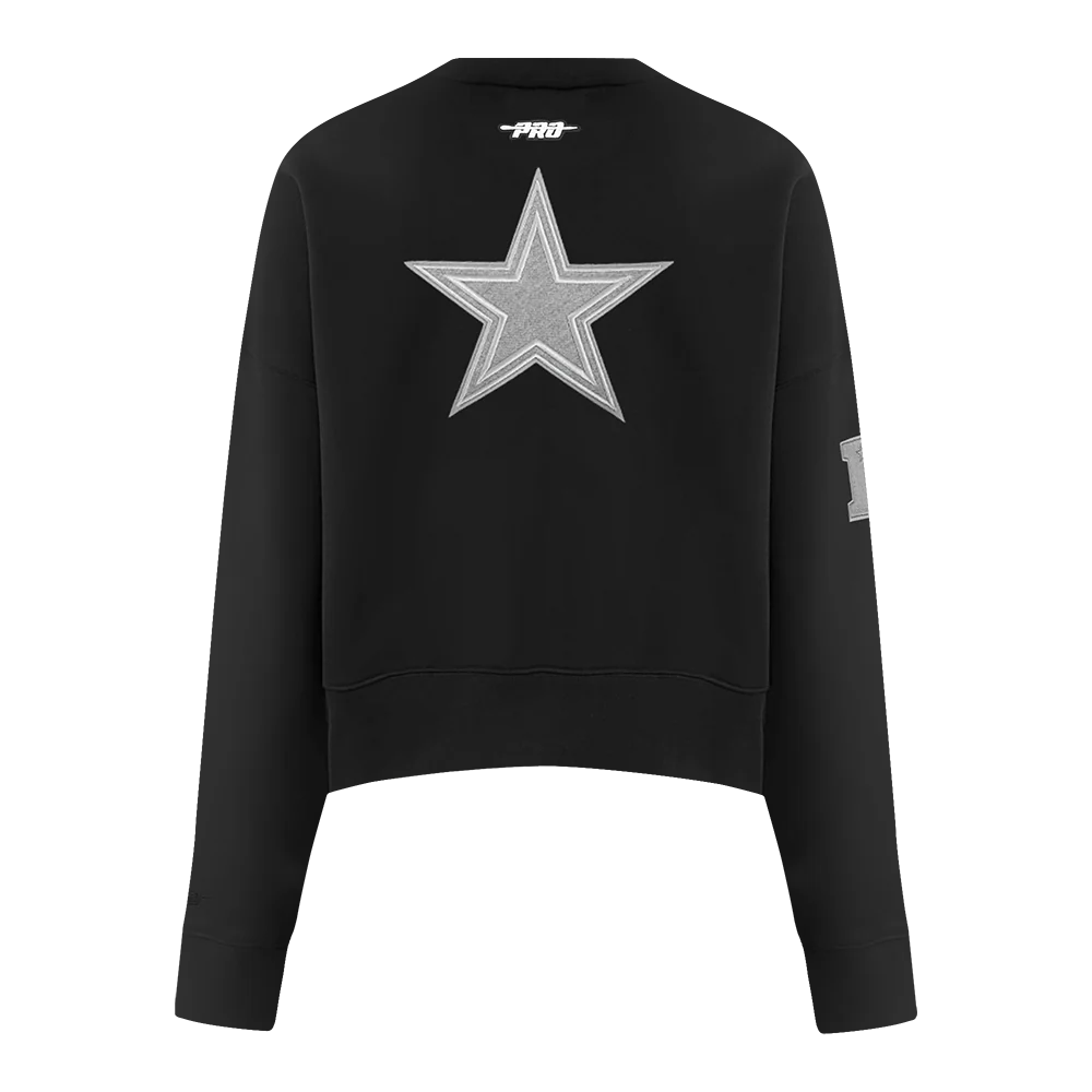 NFL DALLAS COWBOYS REVERSE FRENCH TERRY WOMEN'S FLEECE CREWNECK (BLACK) - Image 3
