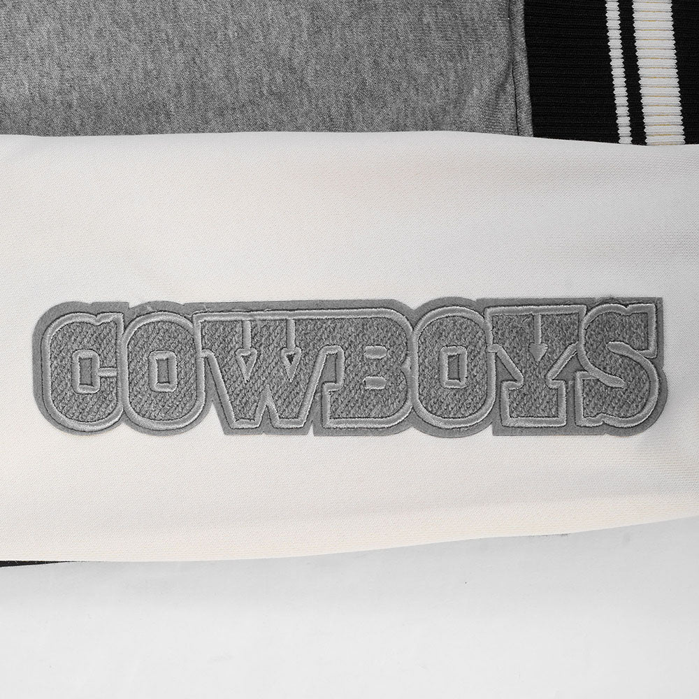 NFL DALLAS COWBOYS REVERSE FRENCH TERRY WOMEN'S COLOR BLOCK FLEECE FULL ZIP HOODIE (BLACK/GRAY/EGGSHELL) - Image 6