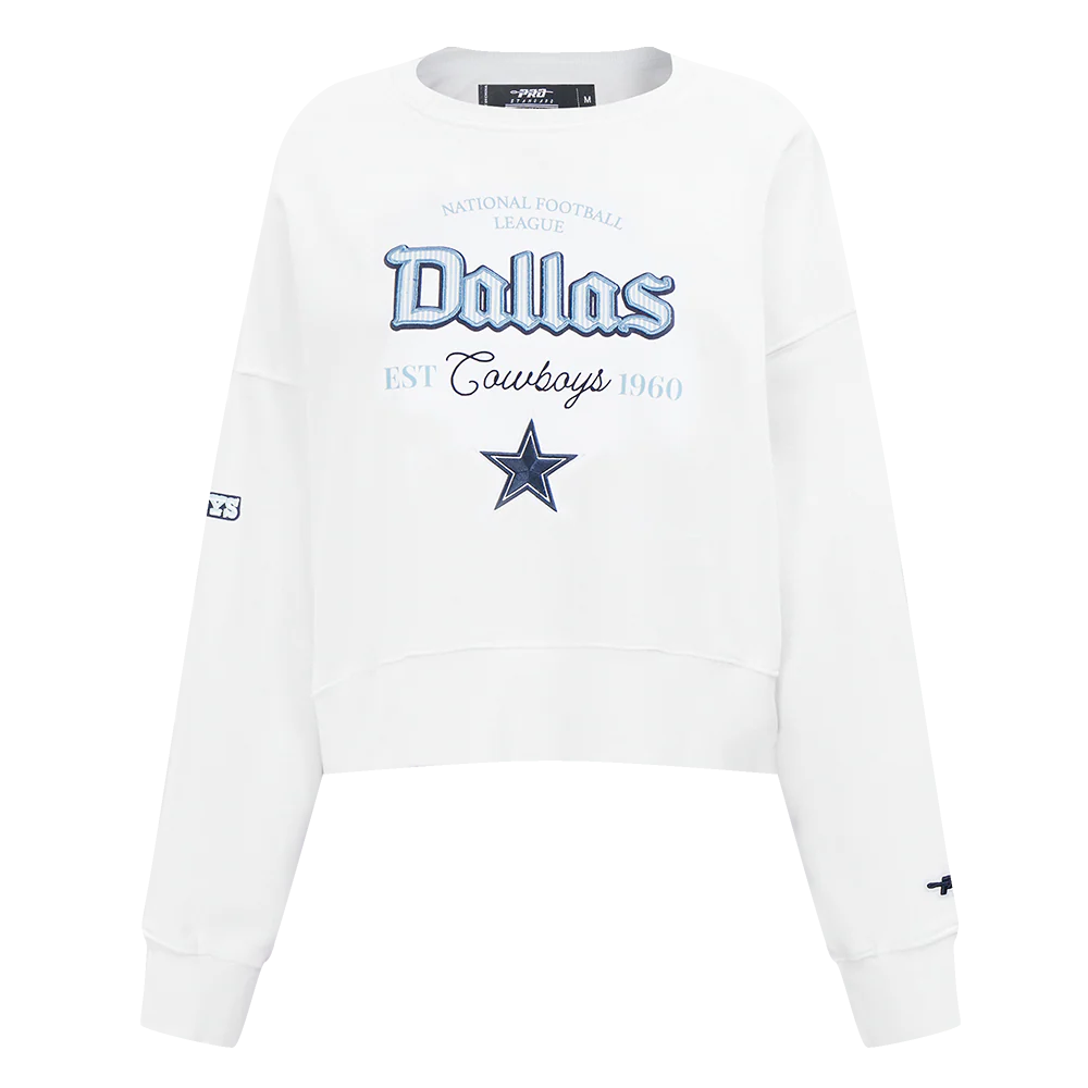NFL DALLAS COWBOYS COUNTRY CLUB WOMEN'S DOUBLE KNIT CREWNECK (WHITE)