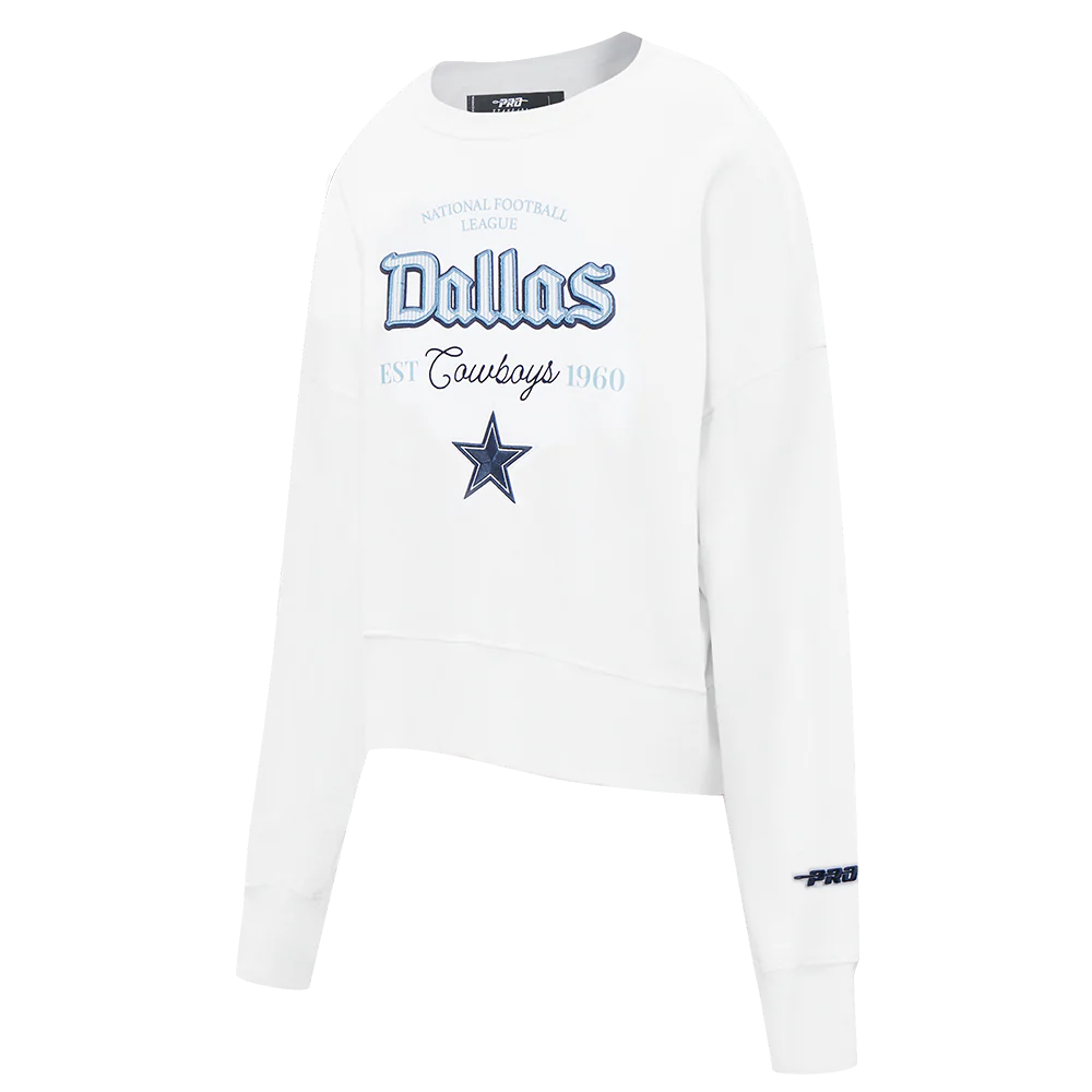 NFL DALLAS COWBOYS COUNTRY CLUB WOMEN'S DOUBLE KNIT CREWNECK (WHITE) - Image 2