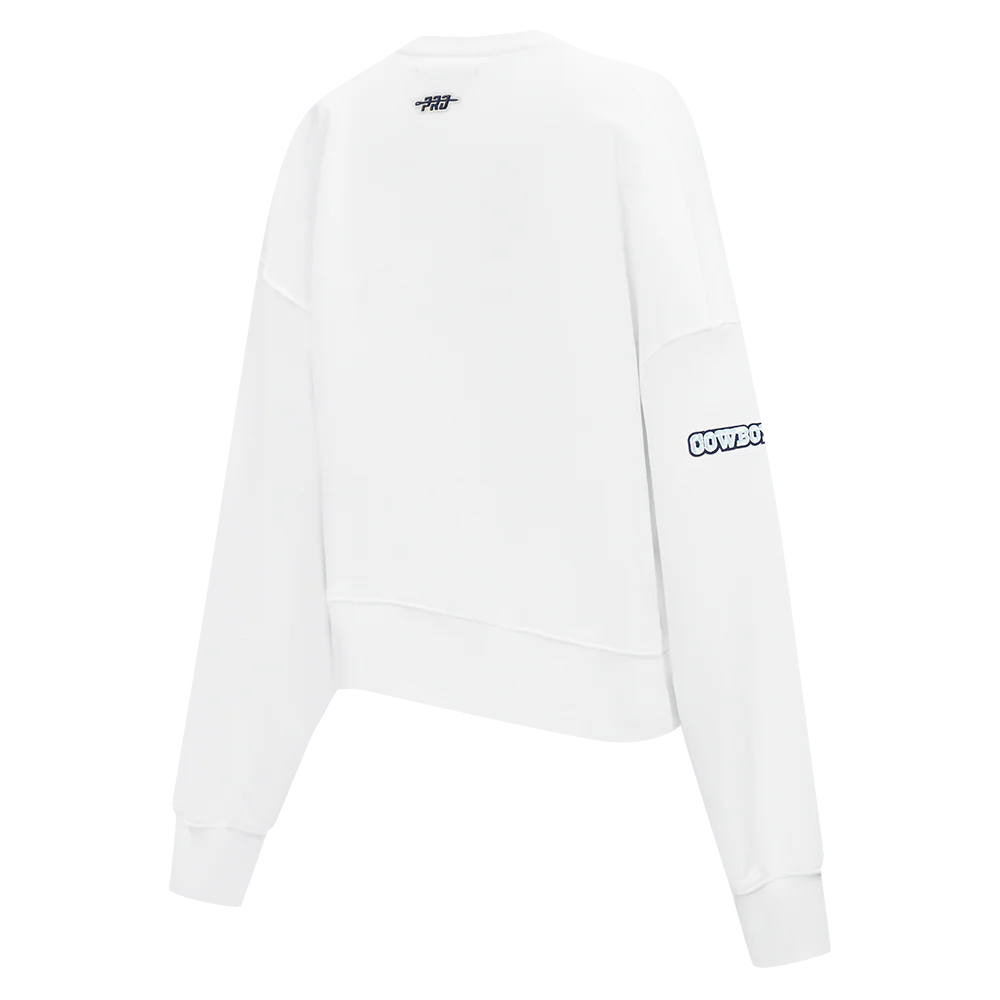 NFL DALLAS COWBOYS COUNTRY CLUB WOMEN'S DOUBLE KNIT CREWNECK (WHITE) - Image 3