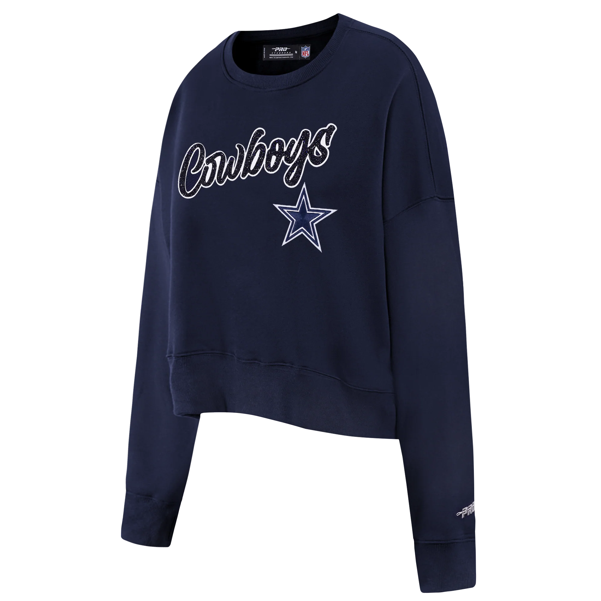 NFL DALLAS COWBOYS TEAM CRYSTALLINE WOMEN'S CREWNECK SWEATSHIRT (WASHED MIDNIGHT NAVY) - Image 3