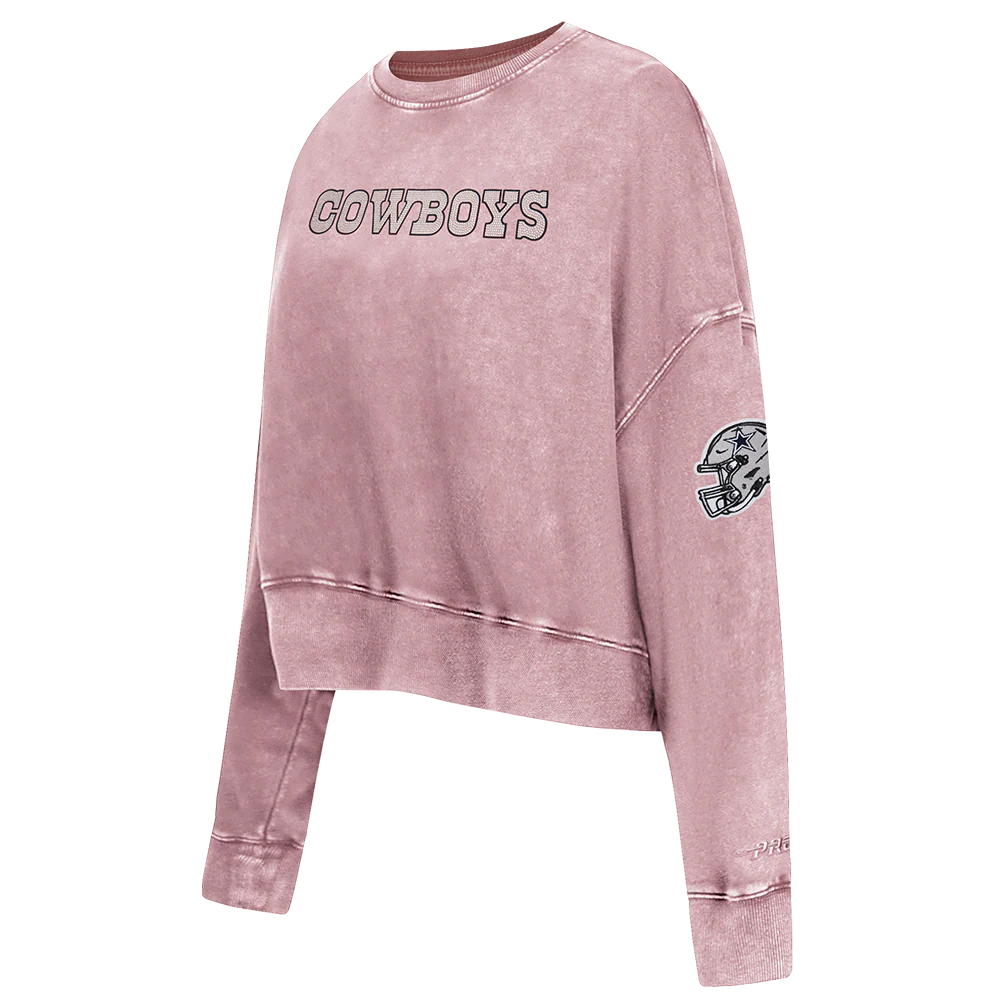 NFL DALLAS COWBOYS WASHED JEWELS WOMEN'S CREWNECK SWEATSHIRT (WASHED MAUVE) - Image 3