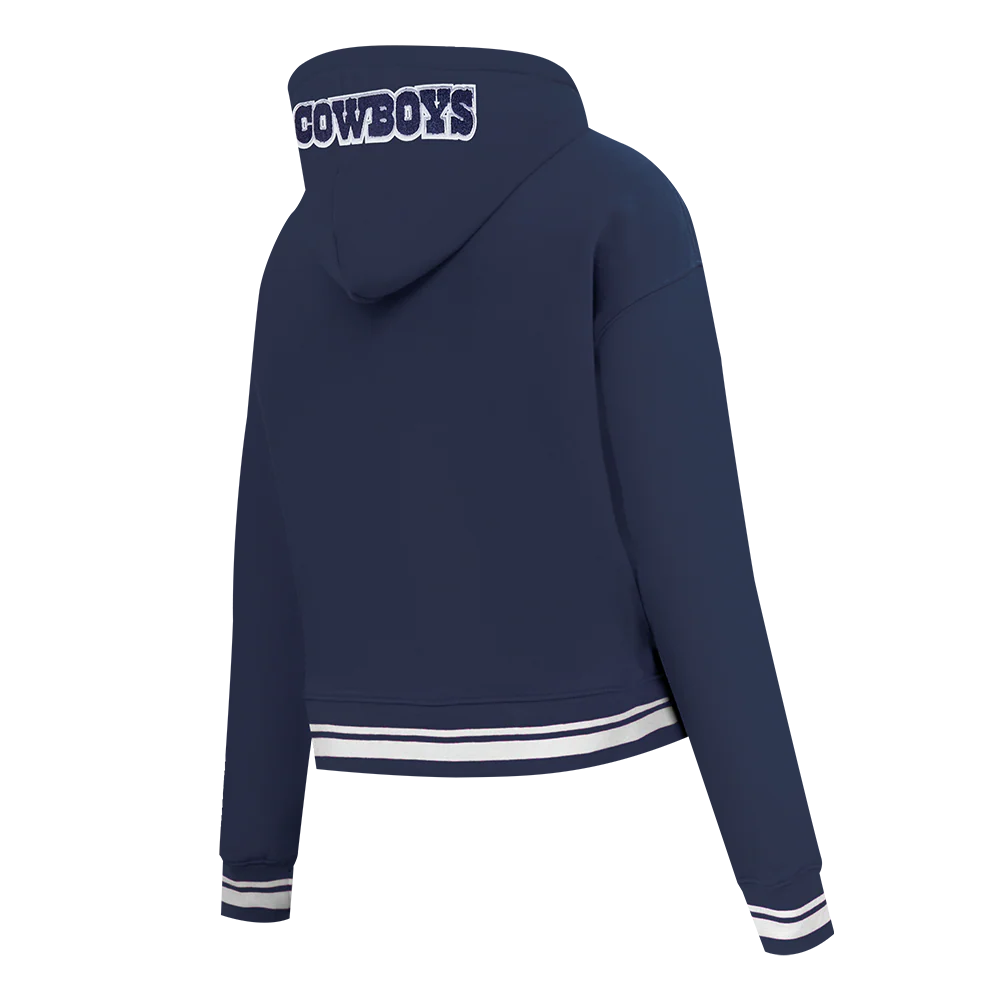 NFL DALLAS COWBOYS MASHUP WOMEN'S RIB CROPPED PULLOVER HOODIE (MIDNIGHT NAVY) - Image 4