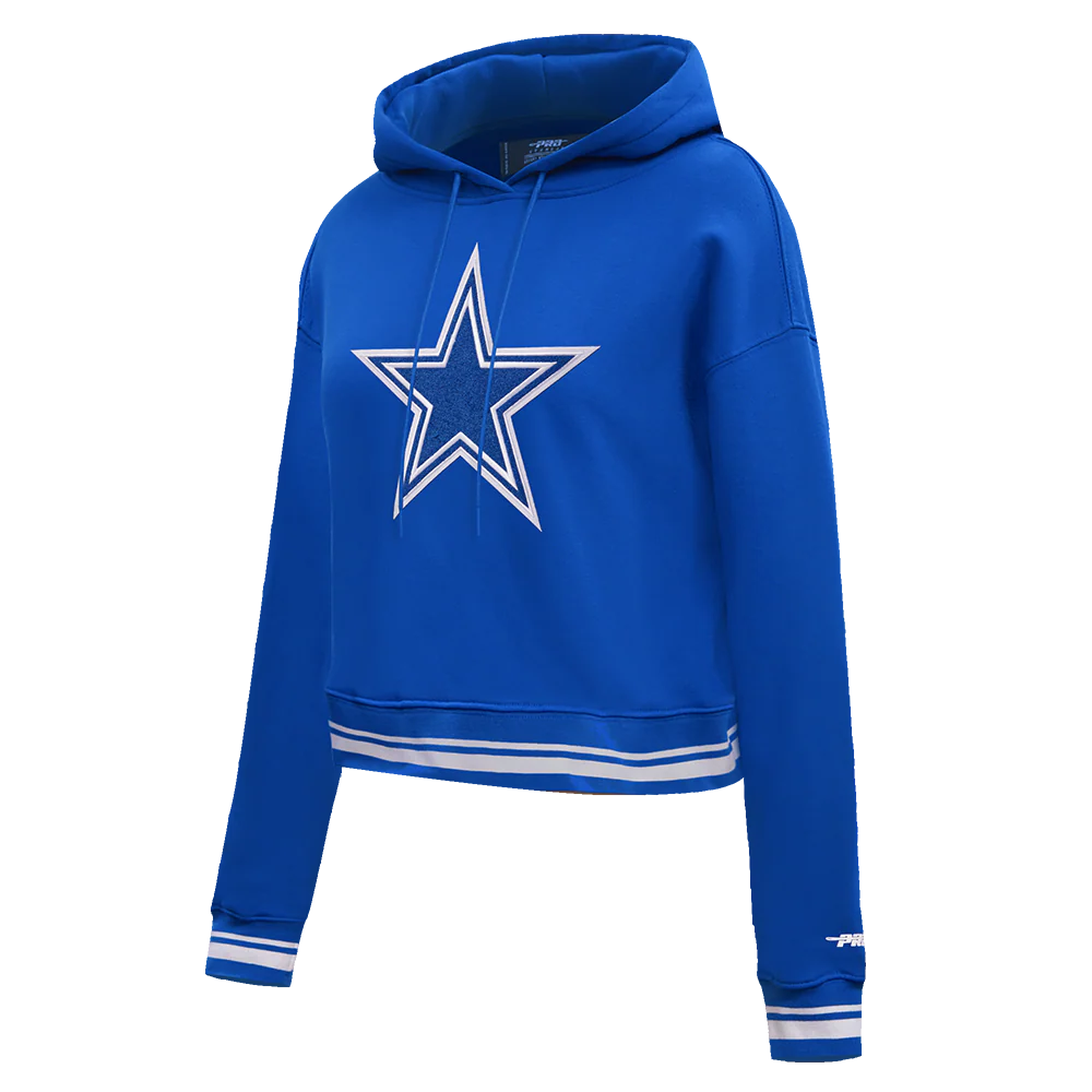 NFL DALLAS COWBOYS RETRO CLASSIC WOMEN'S FLC CROPPED PO HOODIE (DODGER BLUE) - Image 2