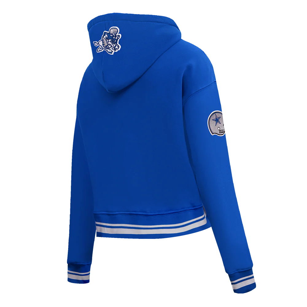 NFL DALLAS COWBOYS RETRO CLASSIC WOMEN'S FLC CROPPED PO HOODIE (DODGER BLUE) - Image 3