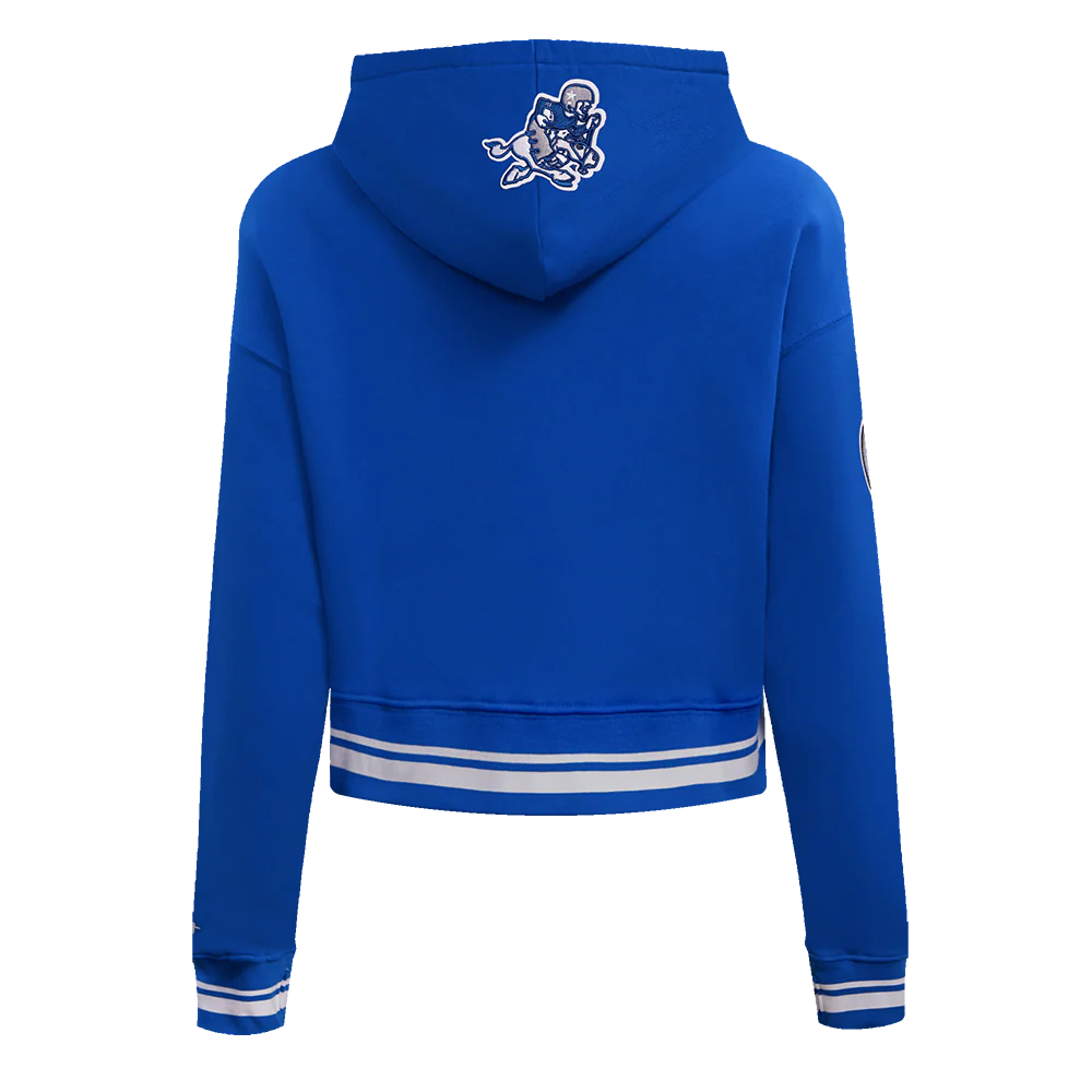 NFL DALLAS COWBOYS RETRO CLASSIC WOMEN'S FLC CROPPED PO HOODIE (DODGER BLUE) - Image 4