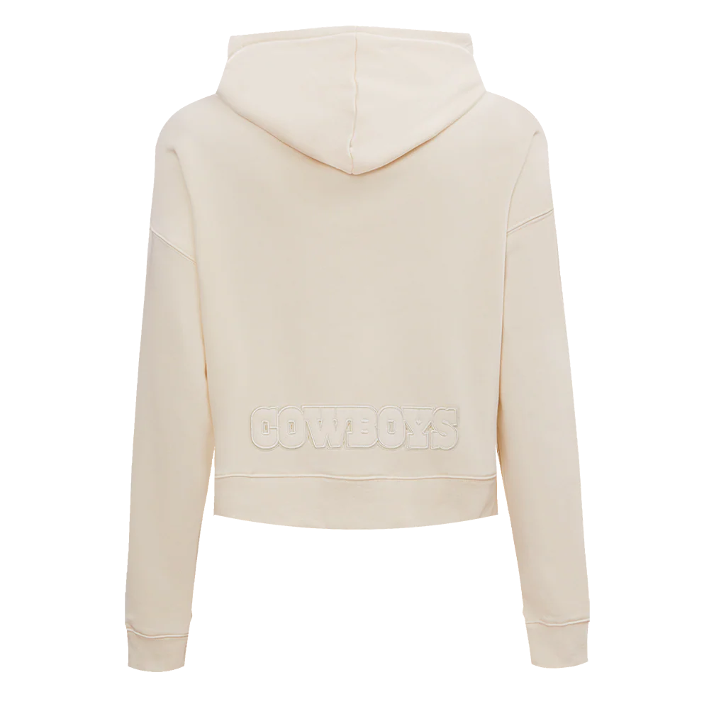 NFL DALLAS COWBOYS NEUTRAL CROPPED WOMEN'S PULLOVER HOODIE (EGGSHELL) - Image 3