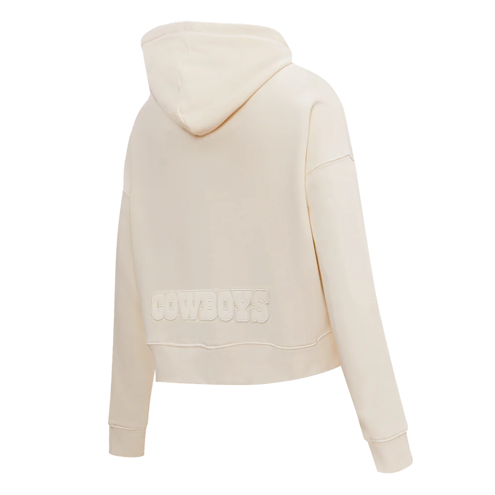 NFL DALLAS COWBOYS NEUTRAL CROPPED WOMEN'S PULLOVER HOODIE (EGGSHELL) - Image 4