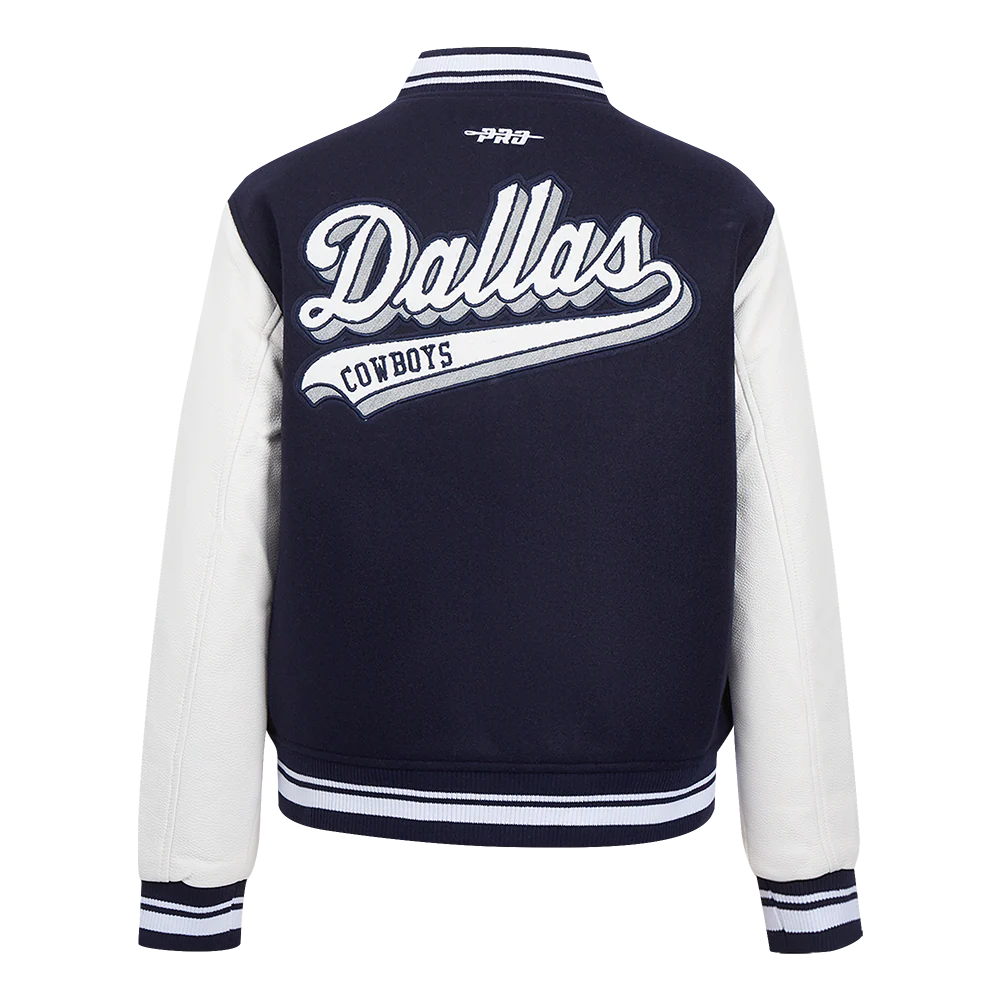 NFL DALLAS COWBOYS SCRIPT TAIL WOMEN'S WOOL VARSITY JACKET (MIDNIGHT NAVY/WHITE) - Image 3