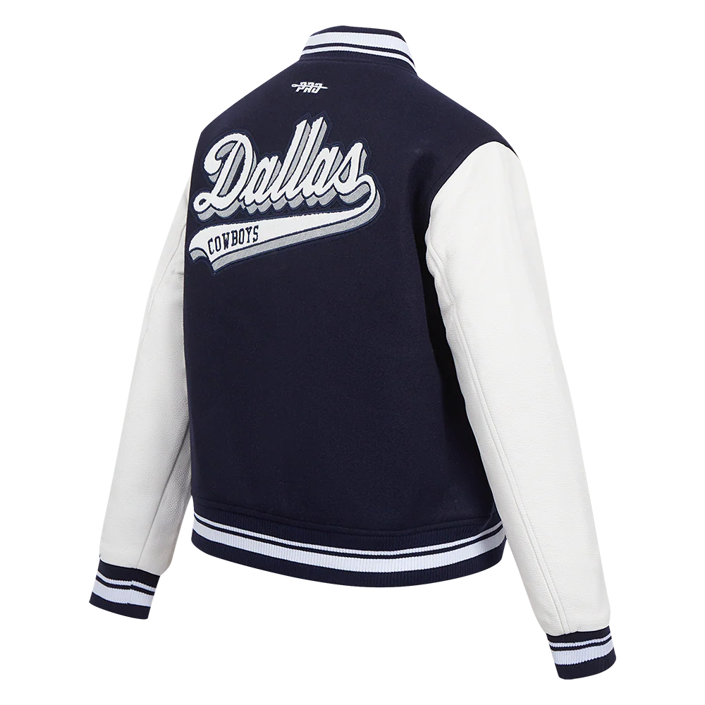 NFL DALLAS COWBOYS SCRIPT TAIL WOMEN'S WOOL VARSITY JACKET (MIDNIGHT NAVY/WHITE) - Image 4