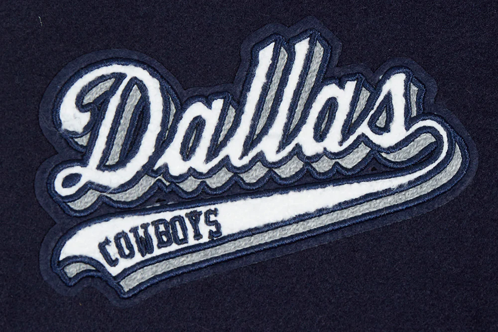 NFL DALLAS COWBOYS SCRIPT TAIL WOMEN'S WOOL VARSITY JACKET (MIDNIGHT NAVY/WHITE) - Image 5