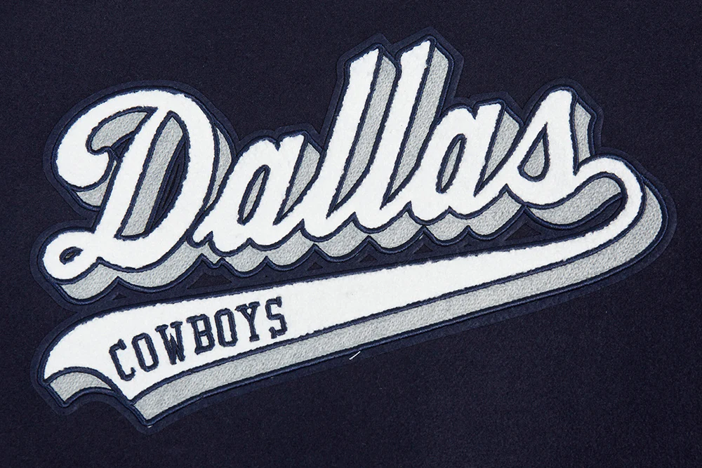 NFL DALLAS COWBOYS SCRIPT TAIL WOMEN'S WOOL VARSITY JACKET (MIDNIGHT NAVY/WHITE) - Image 7