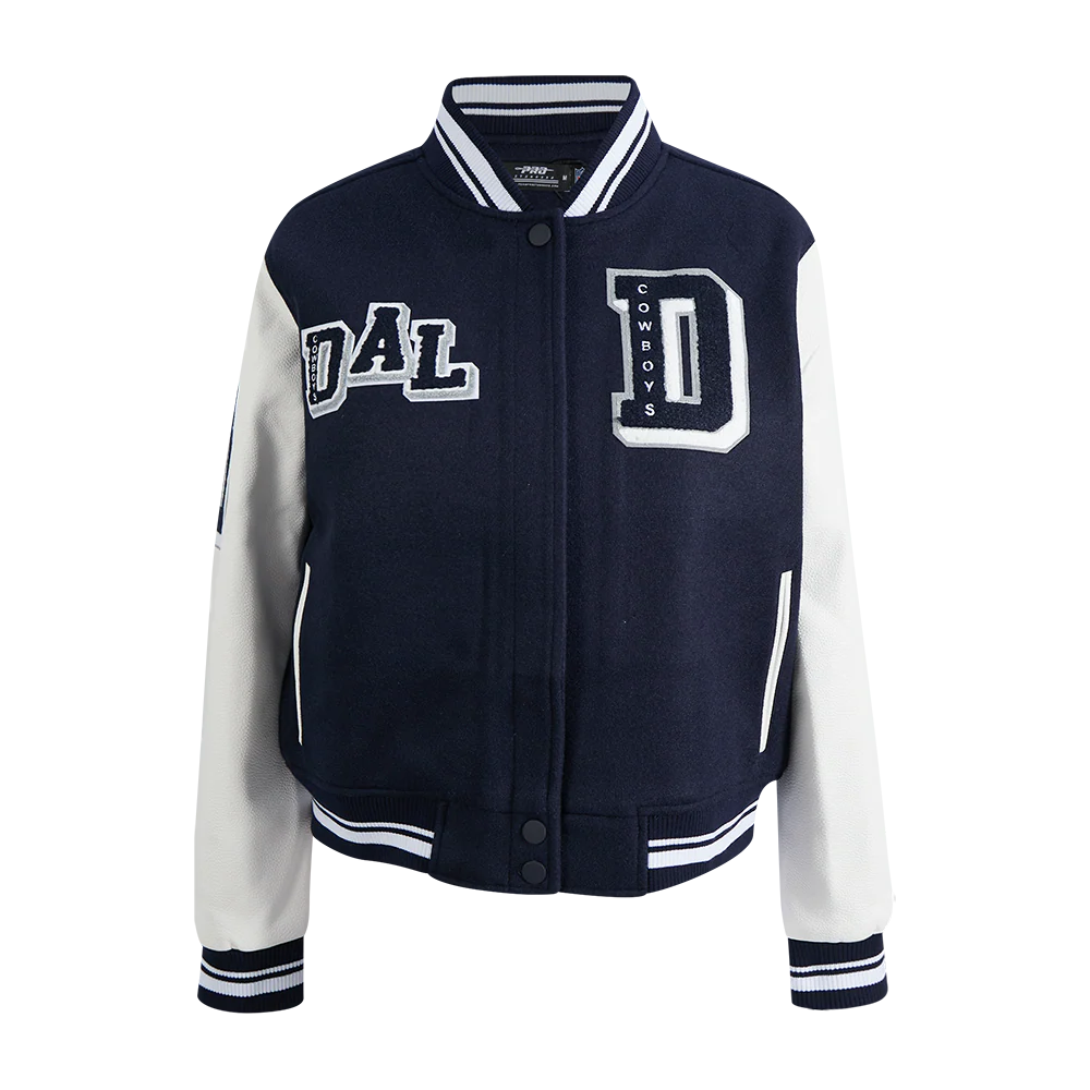 NFL DALLAS COWBOYS MASHUP WOMEN'S RIB WOOL VARSITY JACKET (MIDNIGHT NAVY/WHITE) - Image 3