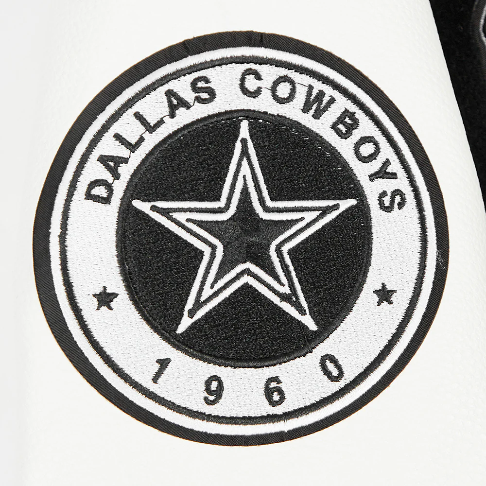 NFL DALLAS COWBOYS PEARLS WOMEN'S RIB WOOL VARSITY JACKET (BLACK/WHITE) - Image 6