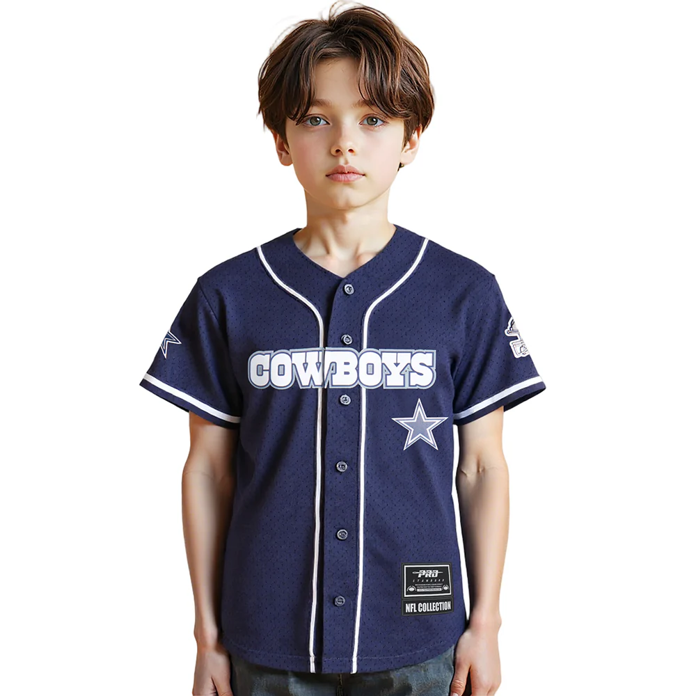 NFL DALLAS COWBOYS CLASSIC LITTLE BOYS MESH BUTTON DOWN SHIRT (MIDNIGHT NAVY)