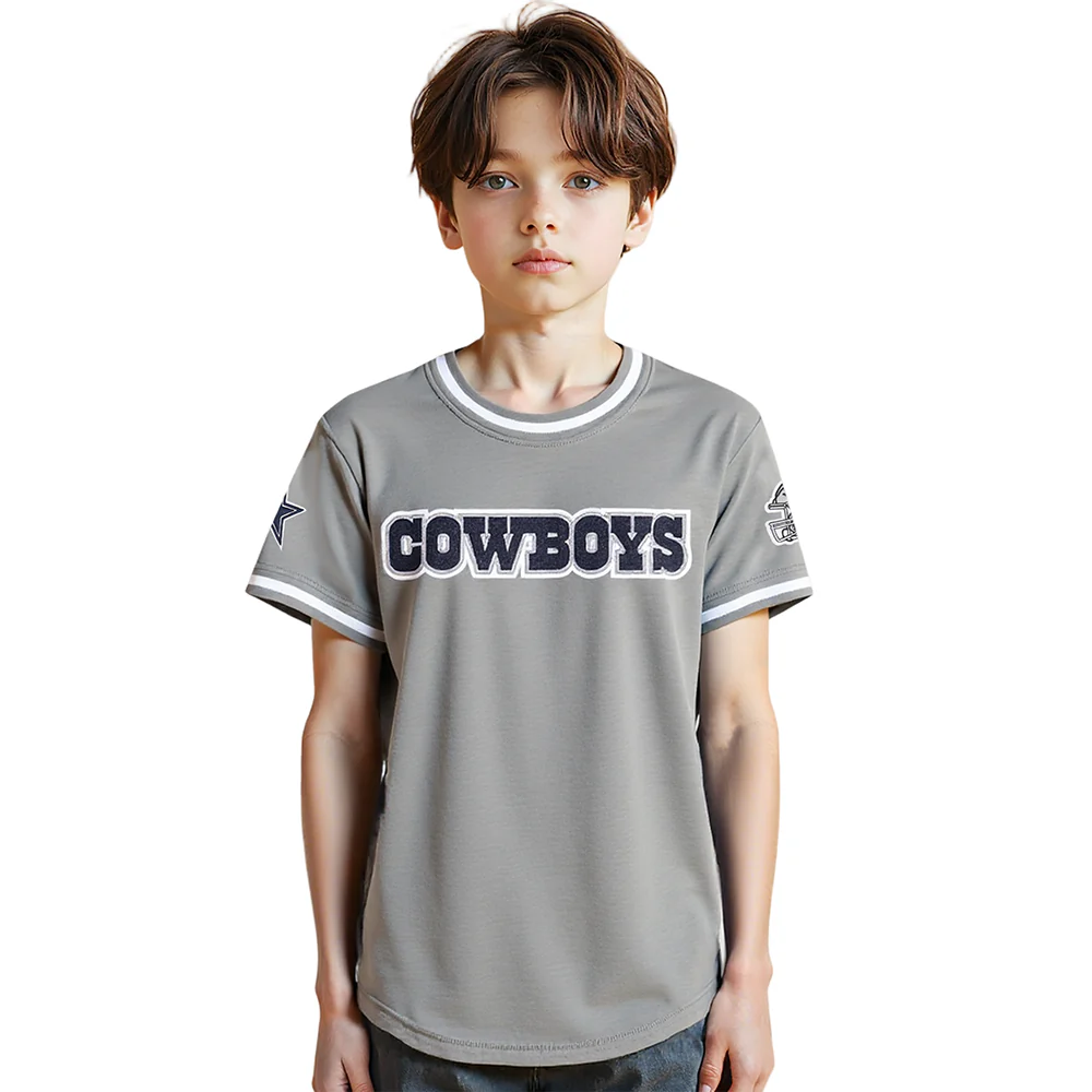 NFL DALLAS COWBOYS CLASSIC LITTLE BOYS SHORT SLEEVE STRIPED RIB TEE (GRAY)