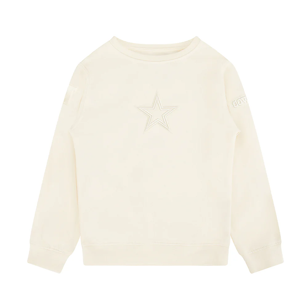 NFL DALLAS COWBOYS NEUTRAL LITTLE BOYS FLEECE CREWNECK (EGGSHELL) - Image 3