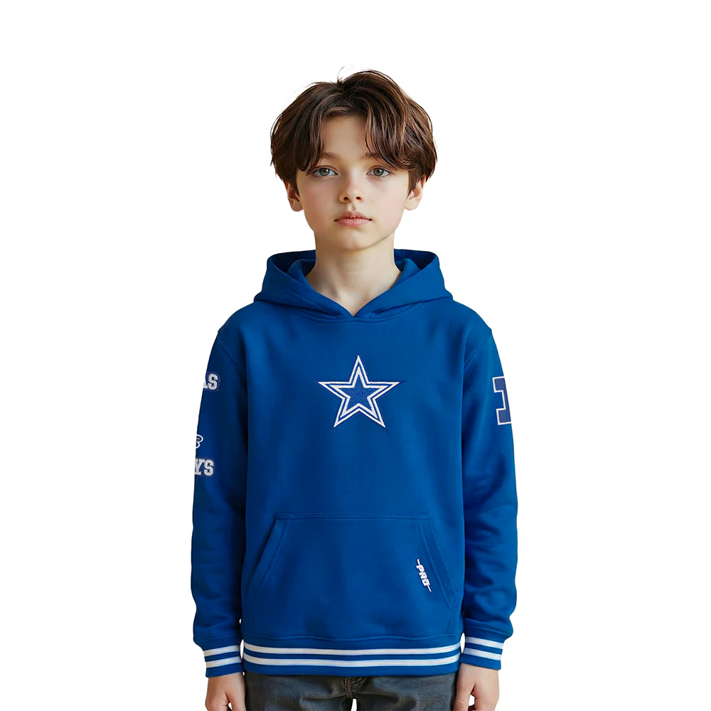 NFL DALLAS COWBOYS RETRO CLASSICS LITTLE BOY'S RIB FLEECE PO HOODIE (DODGER BLUE)