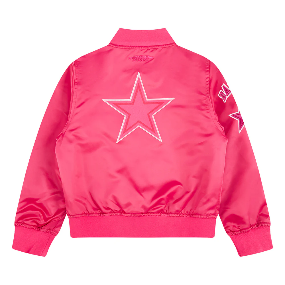 NFL DALLAS COWBOYS TRIPLE PINK LITTLE GIRLS SATIN JACKET (BEETROOT PURPLE) - Image 4