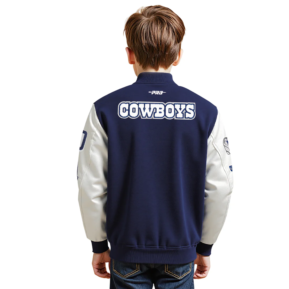 NFL DALLAS COWBOYS CLASSIC LITTLE BOYS WOOL VARSITY JACKET (MIDNIGHT NAVY/WHITE) - Image 11