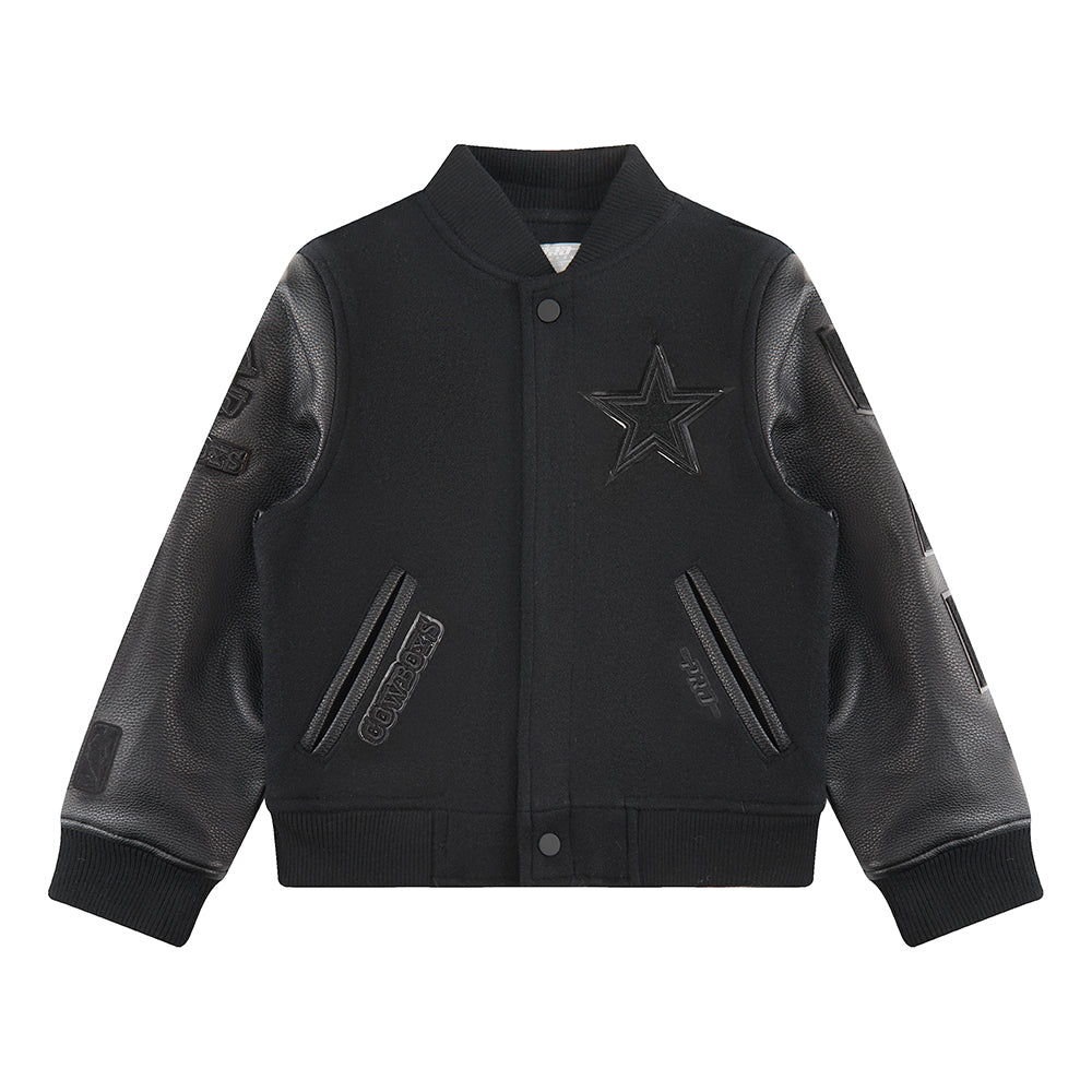 NFL DALLAS COWBOYS TRIPLE BLACK LITTLE BOYS WOOL VARSITY JACKET (JET BLACK) - Image 12