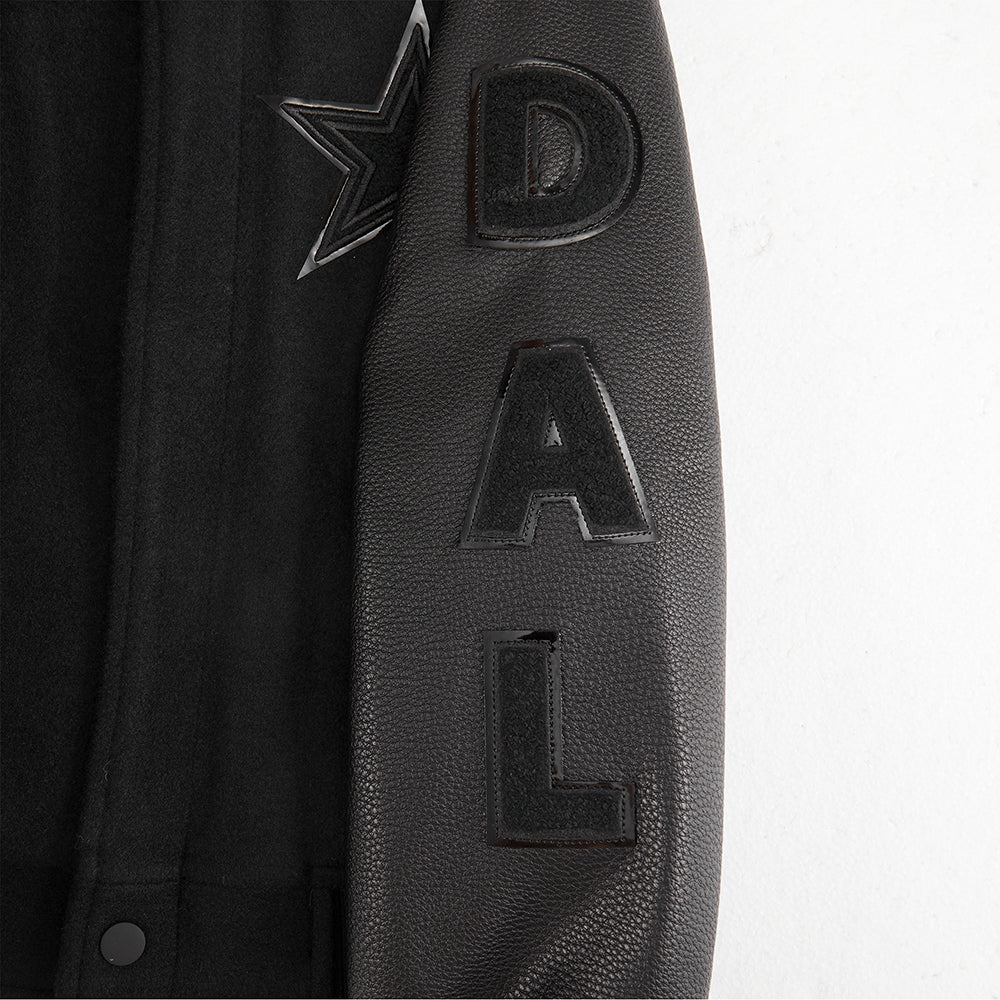 NFL DALLAS COWBOYS TRIPLE BLACK LITTLE BOYS WOOL VARSITY JACKET (JET BLACK) - Image 16