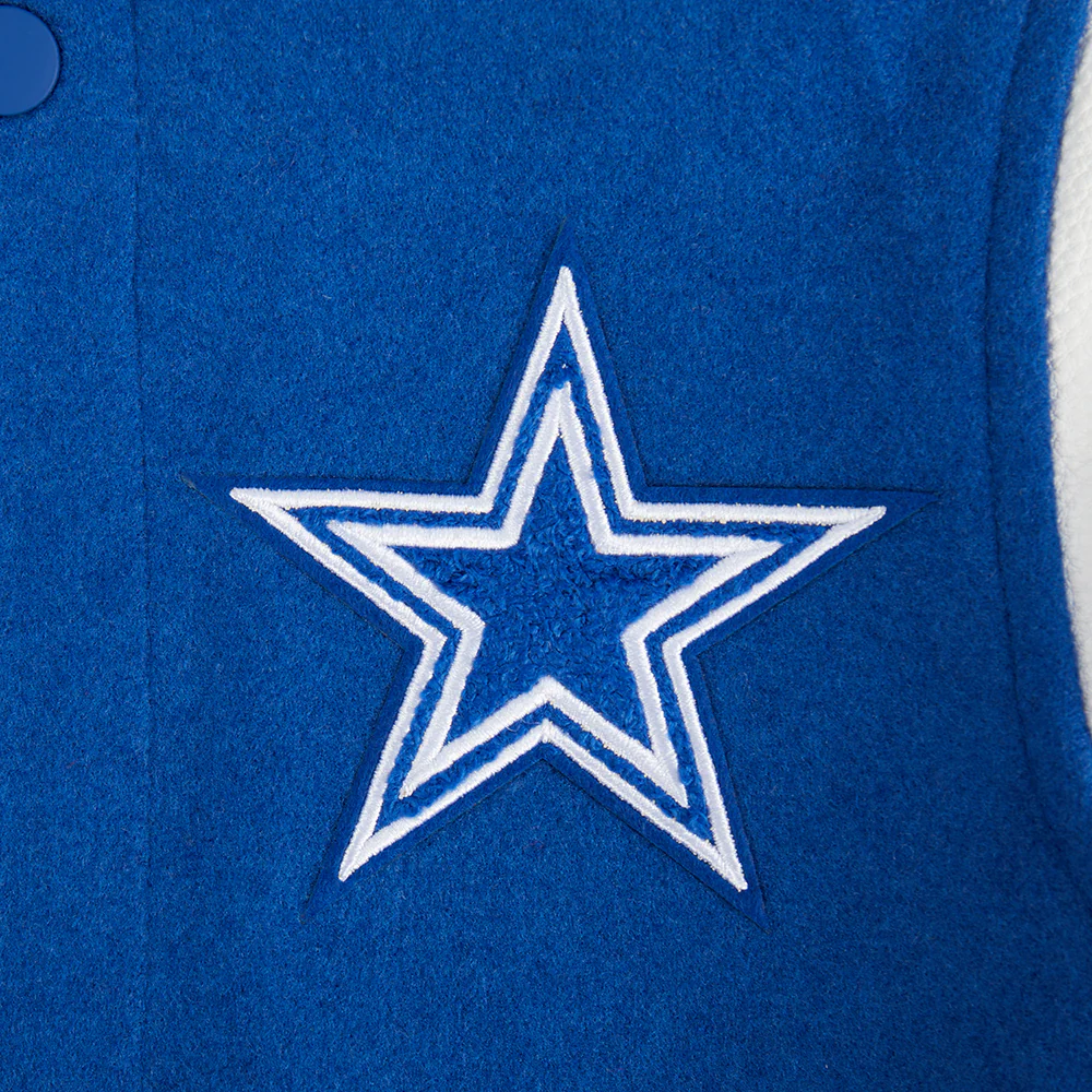 NFL DALLAS COWBOYS RETRO CLASSIC LITTLE BOYS RIB WOOL VARSITY JACKET (DODGER BLUE/WHITE) - Image 6