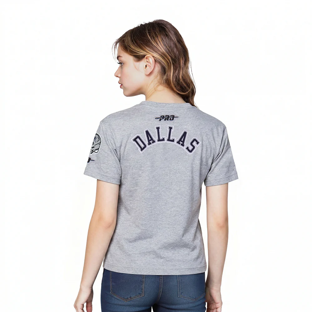 NFL DALLAS COWBOYS CLASSIC LITTLE GIRLS SHORT SLEEVE BOXY TEE (HEATHER GREY) - Image 2