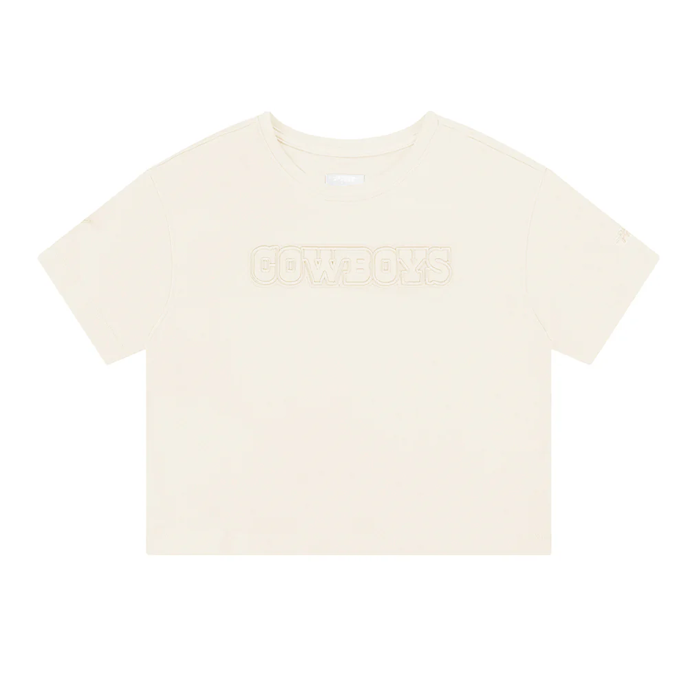NFL DALLAS COWBOYS NEUTRAL LITTLE GIRLS SHORT SLEEVE BOXY TEE (EGGSHELL) - Image 3