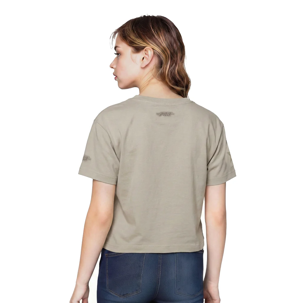 NFL DALLAS COWBOYS NEUTRAL LITTLE GIRLS SHORT SLEEVE BOXY TEE (TAUPE) - Image 2