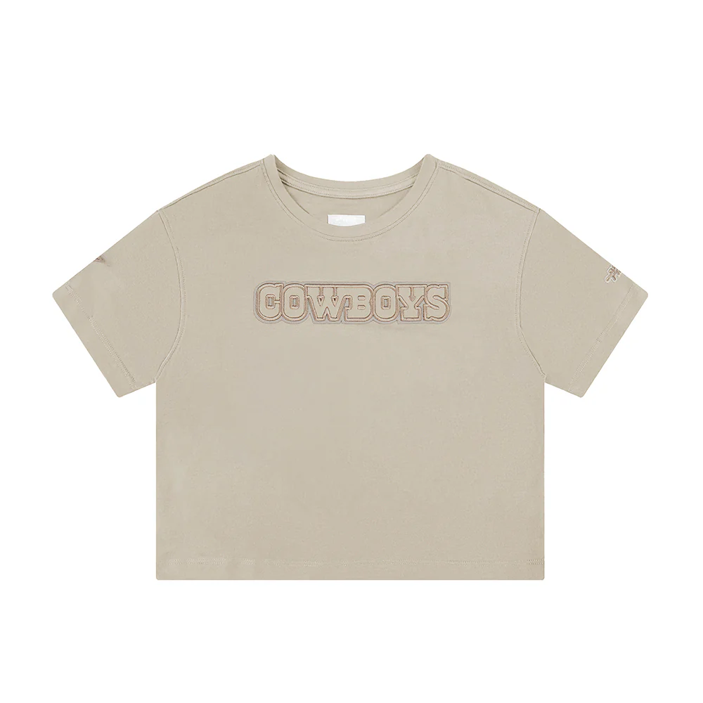 NFL DALLAS COWBOYS NEUTRAL LITTLE GIRLS SHORT SLEEVE BOXY TEE (TAUPE) - Image 3