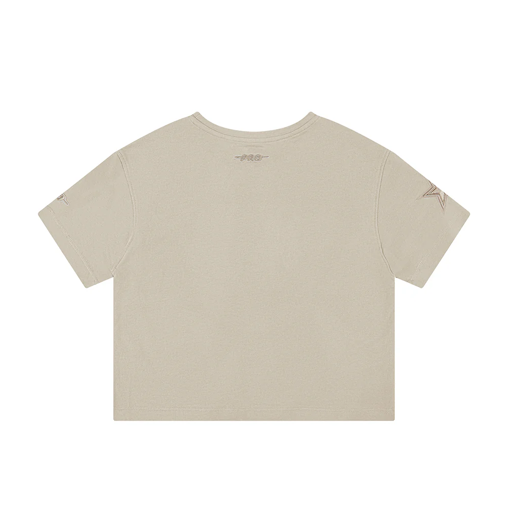 NFL DALLAS COWBOYS NEUTRAL LITTLE GIRLS SHORT SLEEVE BOXY TEE (TAUPE) - Image 4