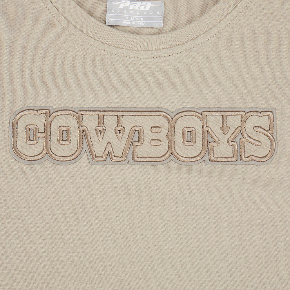 NFL DALLAS COWBOYS NEUTRAL LITTLE GIRLS SHORT SLEEVE BOXY TEE (TAUPE) - Image 6