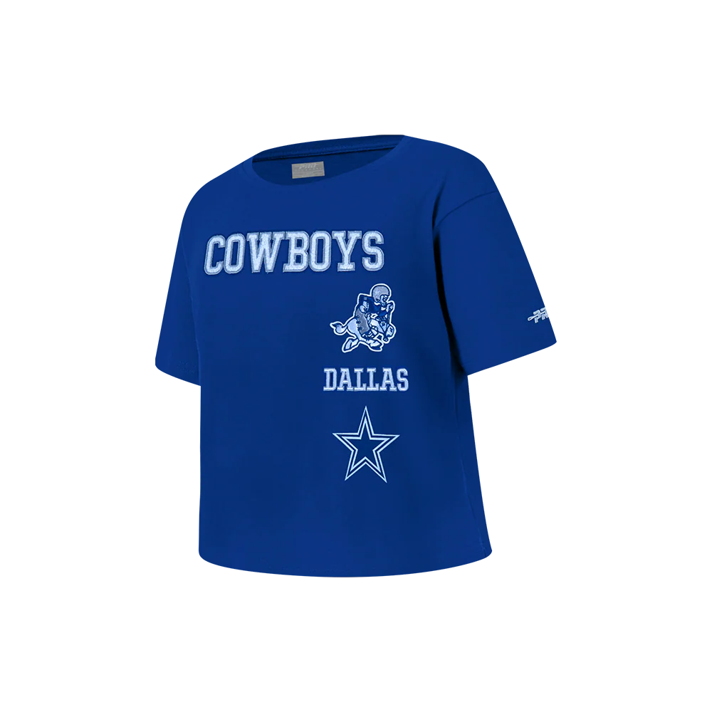 NFL DALLAS COWBOYS RETRO CLASSIC LITTLE GIRLS  SHORT SLEEVE BOXY TEE (DODGER BLUE) - Image 2