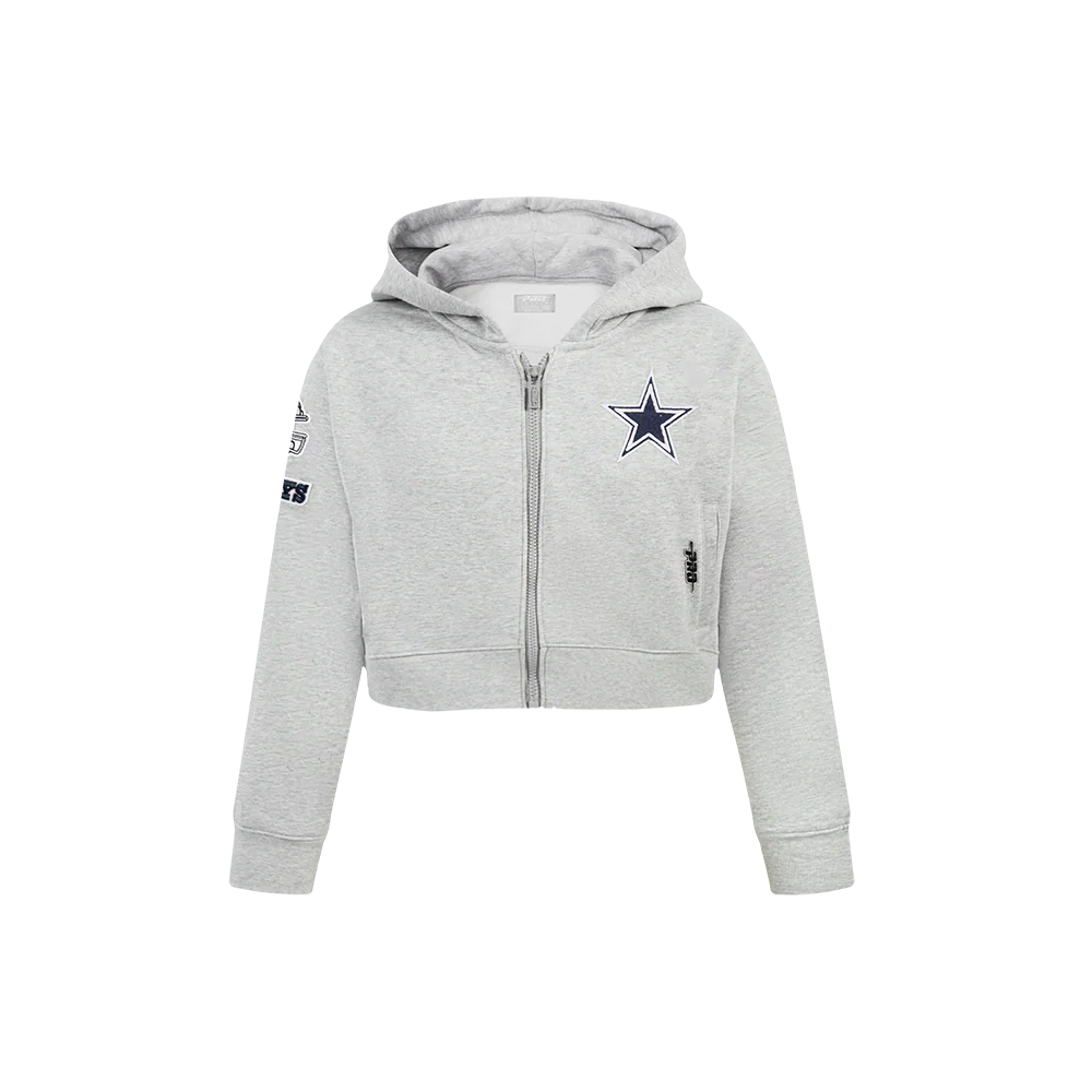 NFL DALLAS COWBOYS CLASSIC LITTLE GIRLS  FLEECE FULL ZIP HOODIE (HEATHER GREY)