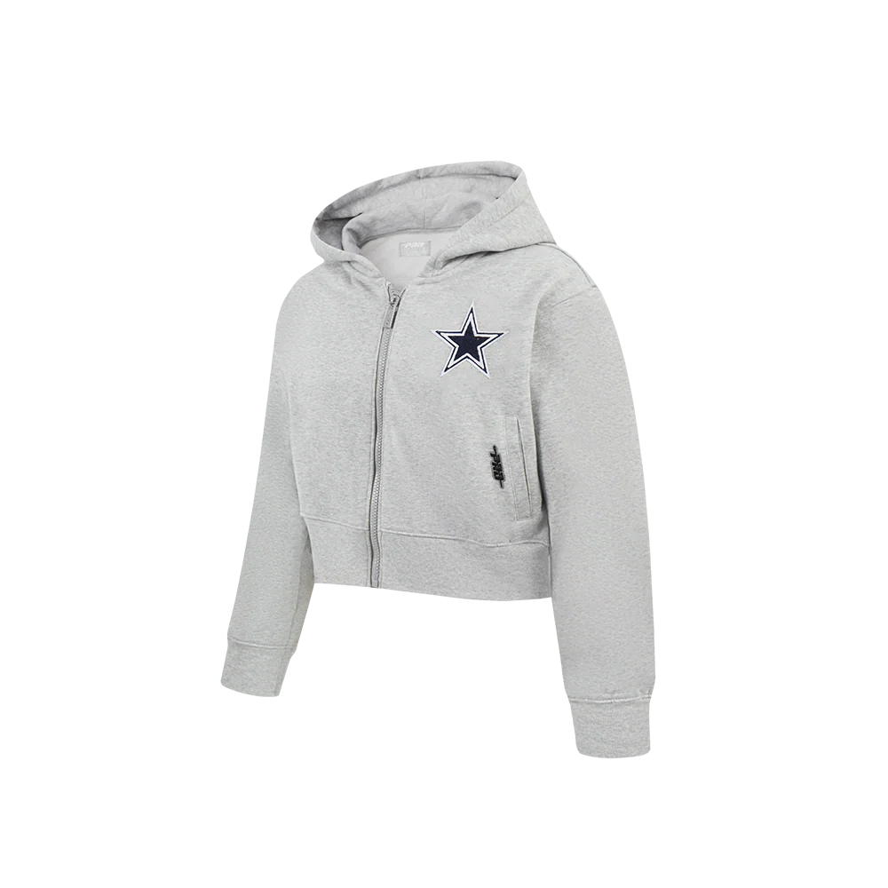 NFL DALLAS COWBOYS CLASSIC LITTLE GIRLS  FLEECE FULL ZIP HOODIE (HEATHER GREY) - Image 2