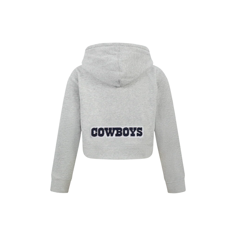 NFL DALLAS COWBOYS CLASSIC LITTLE GIRLS  FLEECE FULL ZIP HOODIE (HEATHER GREY) - Image 3