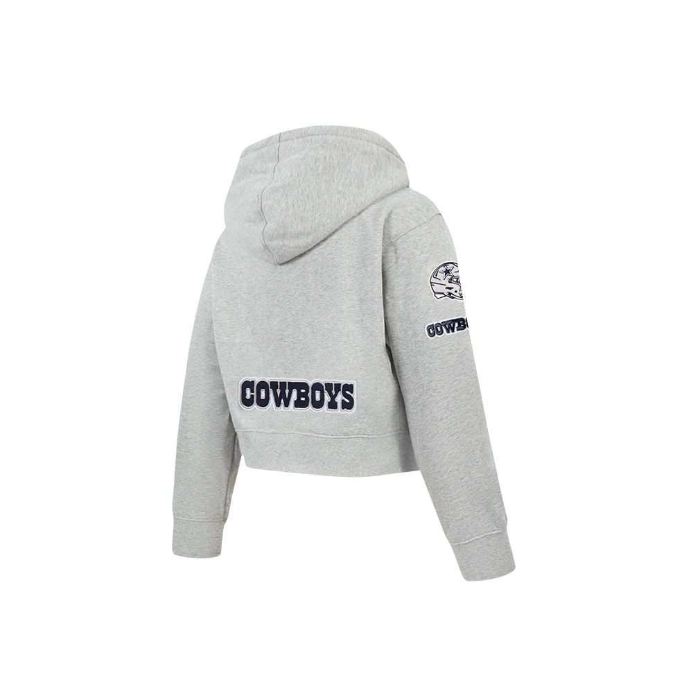 NFL DALLAS COWBOYS CLASSIC LITTLE GIRLS  FLEECE FULL ZIP HOODIE (HEATHER GREY) - Image 4