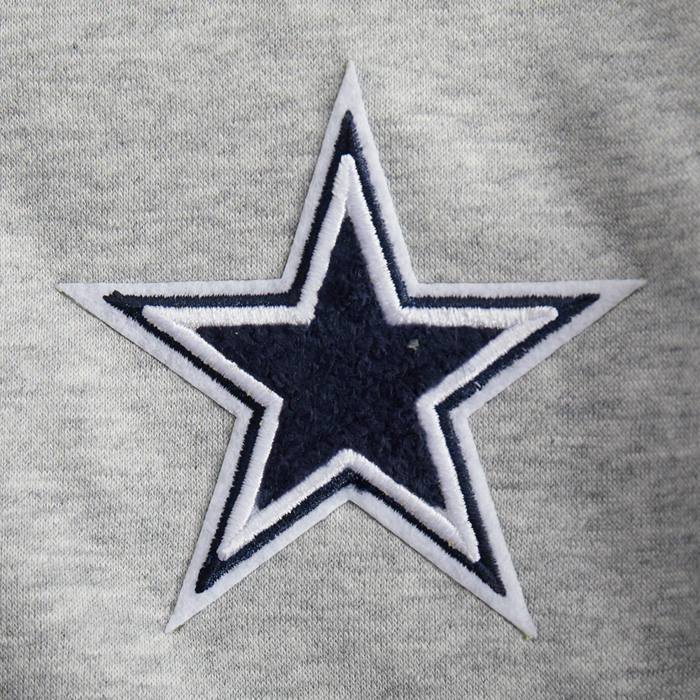 NFL DALLAS COWBOYS CLASSIC LITTLE GIRLS  FLEECE FULL ZIP HOODIE (HEATHER GREY) - Image 7