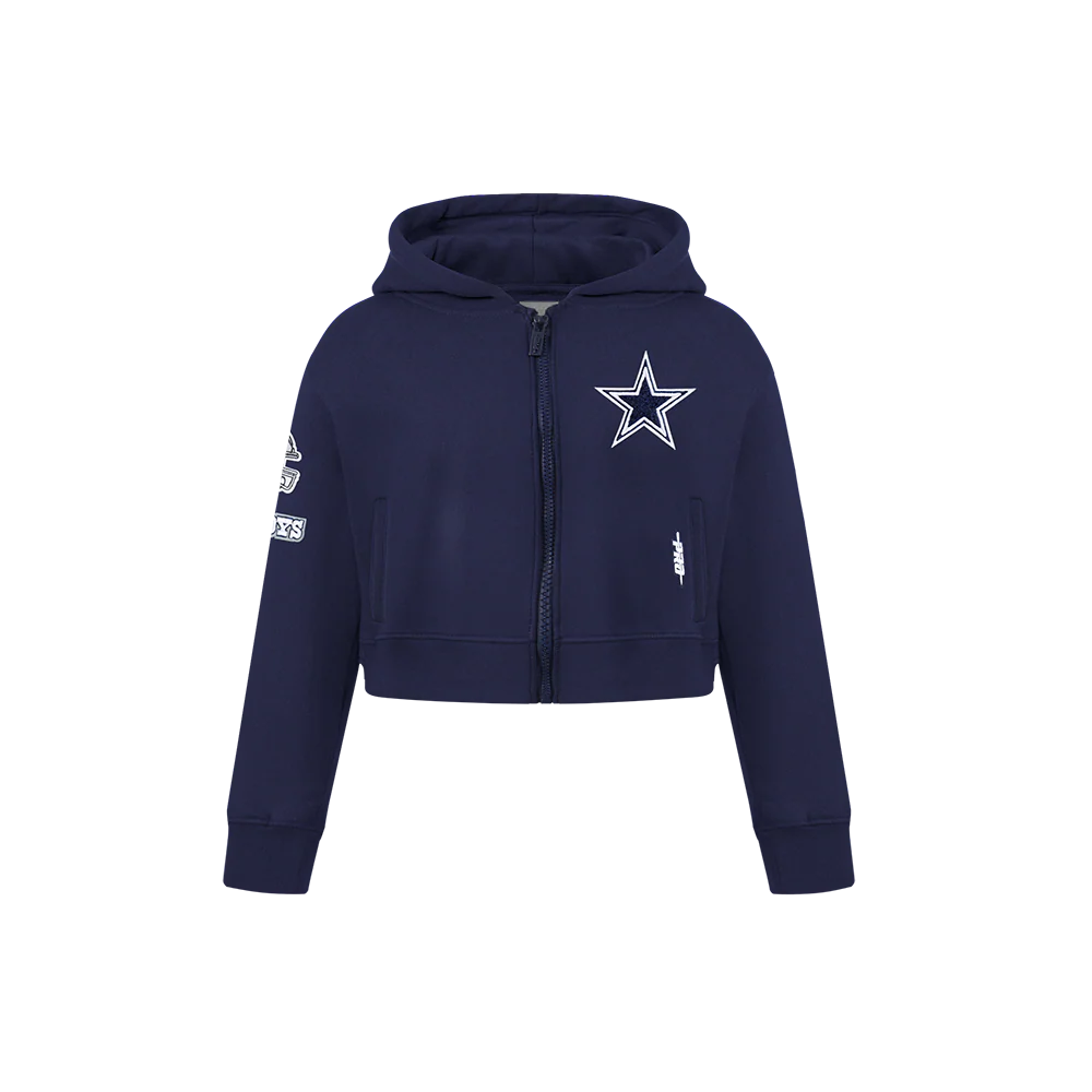 NFL DALLAS COWBOYS CLASSIC LITTLE GIRLS  FLEECE FULL ZIP HOODIE (MIDNIGHT NAVY)