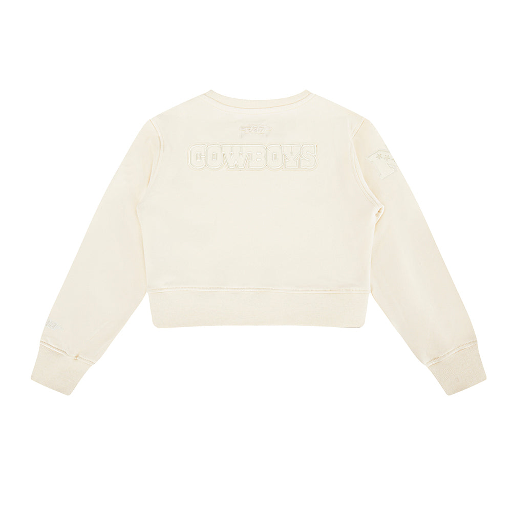NFL DALLAS COWBOYS NEUTRAL LITTLE GIRLS FLEECE CREWNECK (EGGSHELL) - Image 4
