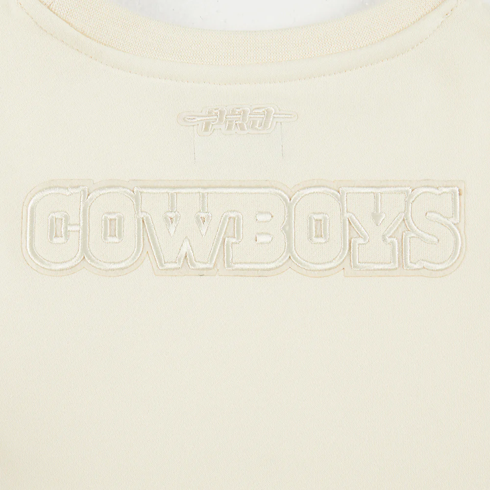NFL DALLAS COWBOYS NEUTRAL LITTLE GIRLS FLEECE CREWNECK (EGGSHELL) - Image 5