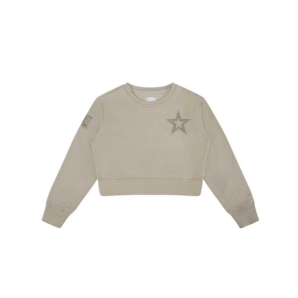 NFL DALLAS COWBOYS NEUTRAL LITTLE GIRLS FLEECE CREWNECK (TAUPE) - Image 3