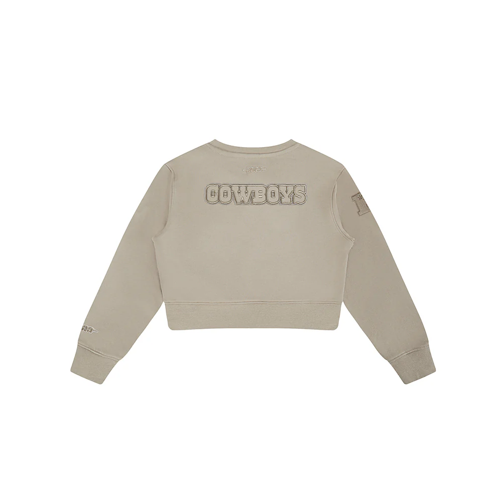 NFL DALLAS COWBOYS NEUTRAL LITTLE GIRLS FLEECE CREWNECK (TAUPE) - Image 4