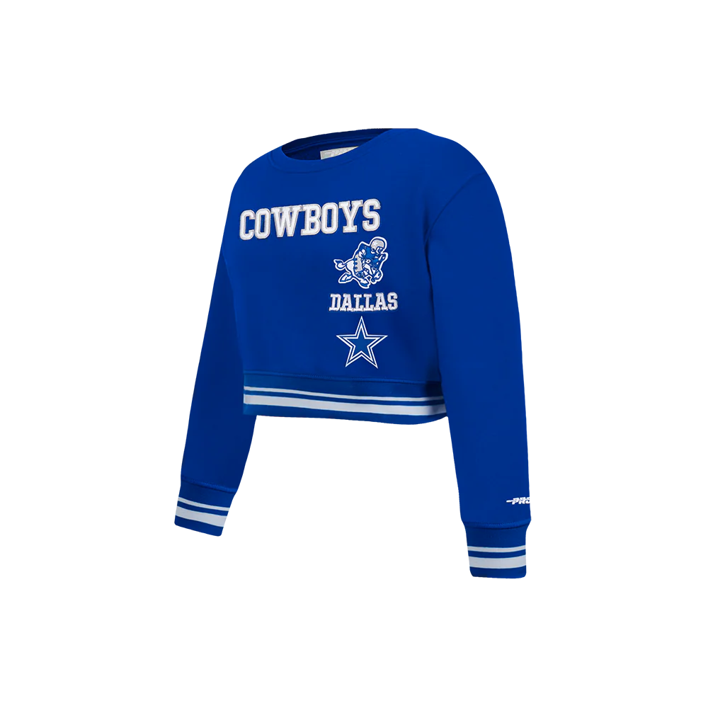 NFL DALLAS COWBOYS RETRO CLASSIC LITTLE GIRLS RIB FLEECE CREWNECK (DODGER BLUE) - Image 2