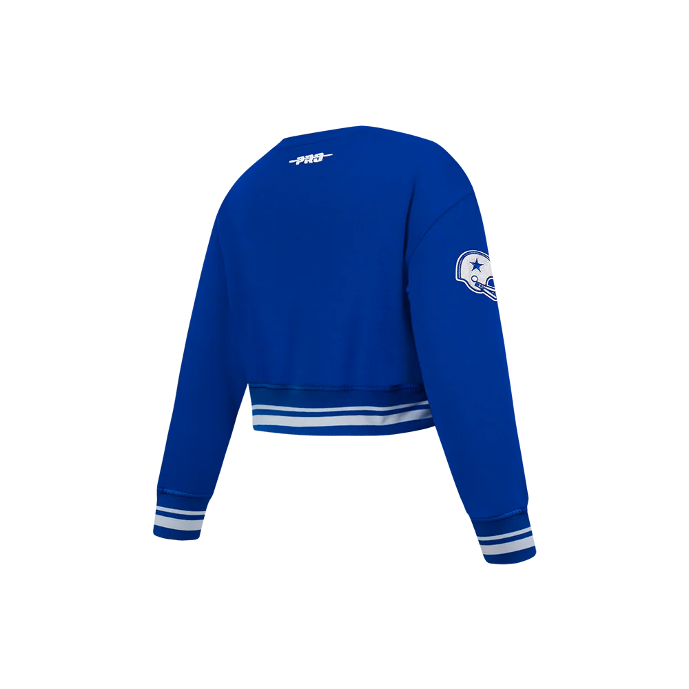 NFL DALLAS COWBOYS RETRO CLASSIC LITTLE GIRLS RIB FLEECE CREWNECK (DODGER BLUE) - Image 4