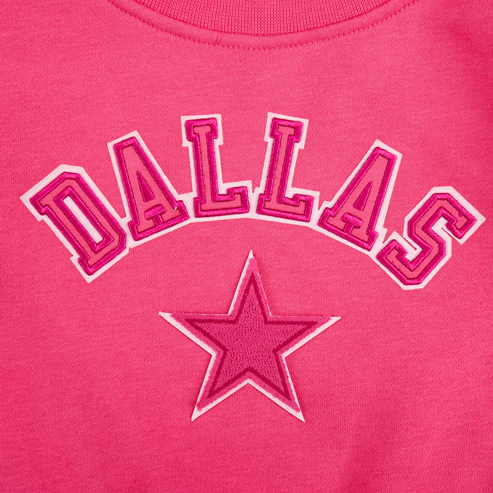 NFL DALLAS COWBOYS TRIPLE PINK LITTLE GIRLS FLEECE CREWNECK (BEETROOT PURPLE) - Image 6