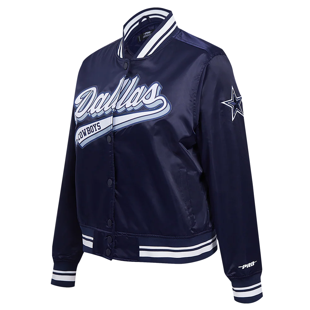 NFL DALLAS COWBOYS SCRIPT TAIL WOMEN'S SATIN JACKET (MIDNIGHT NAVY) - Image 2